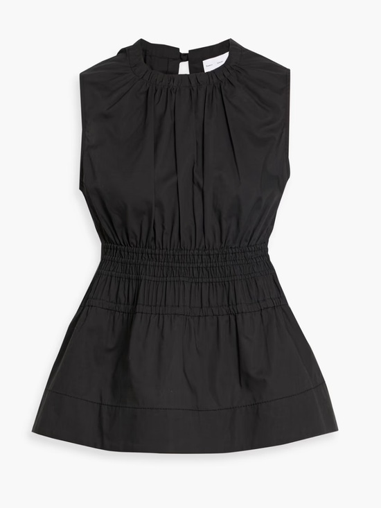 Proenza Schouler Tops - PROENZA SCHOULER White Label Birdie Shirred Cotton Poplin Blouse in Black